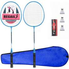 PUBAMALL Juego de Raquetas de bádminton Set De 2 Raquetas De Badminton y 3 gallos - como en la foto - Ver 5