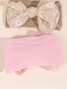 3pcs Flowers Bow Headband,Tulle Breathable And Comfortable Hair Band,Fashion Hair Accessories For Baby Infont Newborn Daily Wear