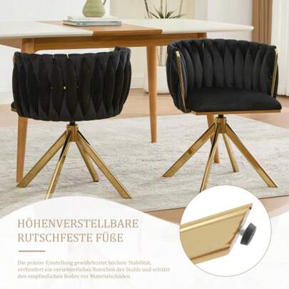 Velourssessel Mit Schwerlastmetallgestell, 180°-Schwenkfunktion, Rückengerechte Ergonomie And Samtweicher Luxus Für Ortsflexible Einsätze Zwischen Lounge, Boudoir And Creative Arbeitsbereich (2er-Set)