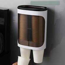 1pc Wall-Mounted Cup Holder, Automatic Paper Cup Dispenser Wall-Mounted Paper Cup Rack, Suitable For Water Dispenser, No Drilling Required To Store Disposable Cups, Home Supplies - Multicolor - View 7