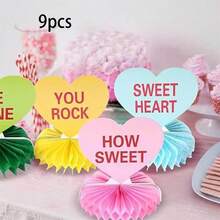 Valentines Day Centerpieces 9PCS Set For Tables Romantic Love Heart Cubic Structure Valentines Table Decorations For Party - Colorful - View 3