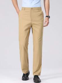 New Autumn Straight-Leg Pants, Loose-Fit Business Trousers For Men, Thin Pure Cotton With A Smooth Drape, Wrinkle-Free, Slim-Fit Professional Autumn And Winter Men's Business Suit Trousers, Formal Straight-Leg Pants. Slim-Fit Commuter Business Casual Trousers, Close-Fitting And Comfortable On The Skin, Machine Washable Without Deformation, Available In Multiple Colors. - 卡其色 - 查看 9