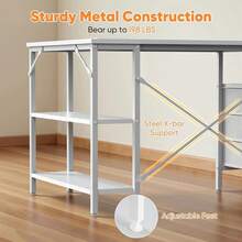 Sweetcrispy L Shaped Desk With Shelf Drawers, White Corner Computer Desks Gaming With Power Outlet, Study Table With Adjustable Shelves, Home Office Tables For Bedroom Teacher Reading Writing - View 5