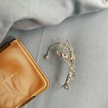 1 Pair Of Butterfly Ear Hooks For Women, Niche Non-Pierced Ear Bone Clips, Versatile Diamond-Encrusted Elf Ear Hooks - Silver - View 5