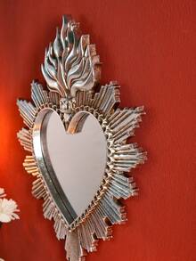 1pc Simple Sacred Heart Flame Shaped Decorative Hanging Ornament, Handmade Flame Heart Shaped Decor For Wall, Suitable For Religious Wall Decor, Home Living Room, Bedroom, Study Room Wall Decoration Or Photography Prop - Multicolor - View 9