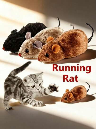 Clockwork Mouse Toy Interactive Chasing Training Realistic Simulation Indoor Outdoor Self-Amusement Pet Play Walking Supplies For Cats Kittens
