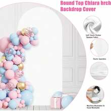 White Arch Backdrop Cover, Stretchy Fabric, Suitable For Wedding Arch Stand, Rounded Top, Applicable For Wedding, Birthday Party, Ceremony, Banquet Decoration (4ft/5ft/6ft/6.6ft/7.2ft) - Multicolor - View 3