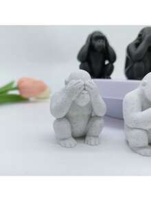 3 pièces/set Figurines des trois singes sages, ne pas entendre le mal, ne pas voir le mal, ne pas parler du mal, statues de singes, décorations pour la maison pour le salon, l'entrée, les étagères, le bureau, la voiture, convient pour le patio, le jardin, la table - Multicolore - Voir 11