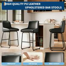 Techigher PU Leather Bar Stools Set, Industrial Pub Barstools With Back And Footrest, Modern Bar Height Stool Chairs For Dining Room Kitchen Island - Black 4pcs - View 5