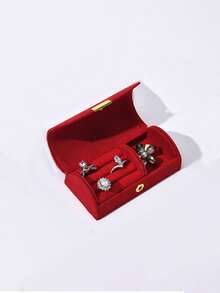 1pc Mini Flip-Top Button Curved Jewelry Storage Box, Travel Jewelry Case, Portable Organizer For Earrings, Rings, And Necklaces For Women - Valentine's Day, Birthday Gift - Multicolor - View 13