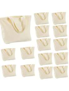 10件套 - 1个便携式多功能帆布手提袋，大容量购物旅行手提包，可重复使用的日常购物袋，可折叠帆布袋（适用于DIY绘画），肩背帆布手提袋，可重复使用的手提包，帆布手提袋，适合日常使用和旅行，多隔层学生手提包，非常适合海滩，旅行帆布手提袋，理想的圣诞礼物 - 彩色 - 查看 3