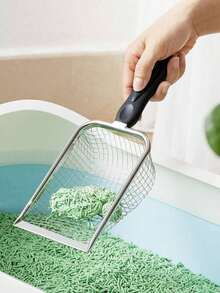 耐用金属宠物粪便铲，宽大筛面，高效过滤，自清洁猫砂盆铲，幼猫猫砂盆清洁工具，猫咪用品，用于清除猫砂盆中的猫粪，理想的猫砂盆清洁工具