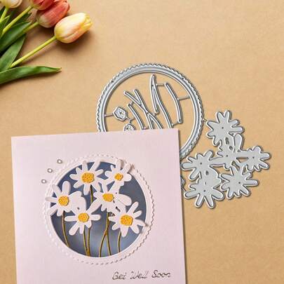 1 件装花朵剪贴簿模具 - 非常适合纸艺、卡片制作、剪贴簿和 DIY 相册装饰，该模具采用金属结构！