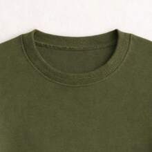 Baby Look Feminina Camiseta Básica Lisa T-shirt Confortável 100% Algodão Premium - Verde Militar - Visão 3