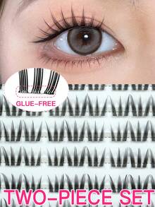 180/90 Cluster Lash Extensions, Glue-Free, Removable, C 0.07 Natural Look, DIY Eyelash Extension, Natural Cluster False Eyelashes, Cosplay False Eyelashes, 10 Rows, Glue-Free Lashes, Natural & Lengthening Lash Clusters, Women's Eye Makeup Tool For Party & Nightclub - Black - View 5