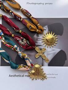 1 chiếc mặt dây chuyền hình thánh giá, hoa hướng dương, trái tim bằng thép không gỉ mạ vàng 18K thời trang, kiểu dáng độc đáo, thích hợp làm dây chuyền khăn choàng cho nữ. - Nhiều màu - Xem 3