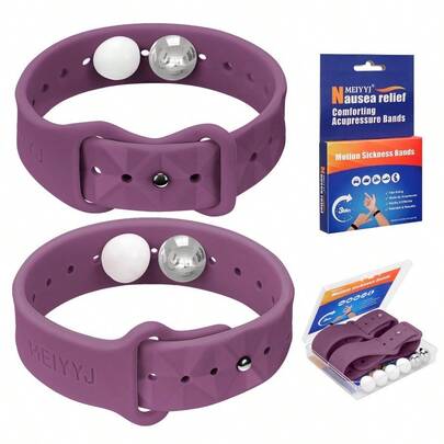1 Pair/2 Pcs Motion Sickness Wristbands Single And Double Buckle Combination Wristband Silicone Material Hand Wash Only Reusable Suitable For Travel, Cruise Parties And Similar Occasions