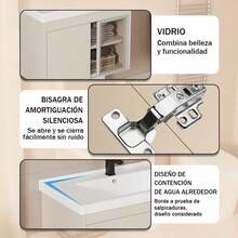 Mueble Lavabo Kit Moderno Minimalista Para Baño Con Grifo Y Espejo - Beis - Ver 8