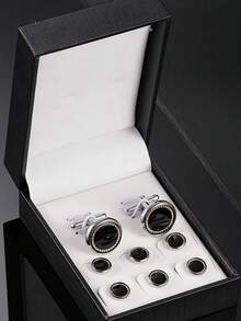 Cufflinks, Groom Wedding Gift, High-Quality Tuxedo Stud Cufflinks, New Men's Cufflinks, Round Oil Drop Shell Cufflinks Set, In Stock Cufflinks, Men's French Cuff Business Buttons, Tuxedo Stud - Buttons and Cufflinks - View 18