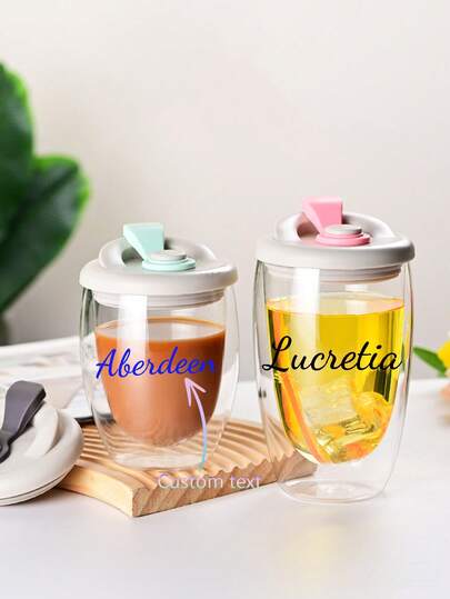 كوب زجاجي مزدوج الجدران مع شعار مخصص، كوب قهوة مع غطاء من السيليكون، كوب زجاجي مقاوم للحرارة من البوروسيليكات، كوب مشروبات محمول لاستخدام المنزل للقهوة والعصير والشاي، كوب بشكل بيضوي، كوب زجاجي مزدوج الطبقات متعدد الأحجام مع غطاء