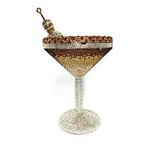 Women Luxury Goblet Rhinestone Evening Bag Cocktail Cup Crystal Clutch Full Diamonds Purse For Wedding Party Prom - màu nâu - Xem 3