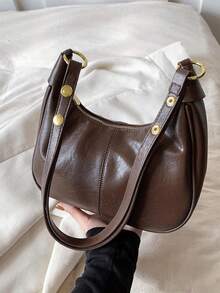 Ladies Solid Color Shoulder Pu Bag, Waterproof Fabric Underarm Shoulder Crescent Bag, Quilted Design Minimalist Large-Capacity Business Commuter Bag, Suitable For Traveling And Shopping, Commuting To Work.Trending Waxed Leather Underarm Hobo Bag, Ladies Solid Color Shoulder Pu Bag, Waterproof Fabric Underarm Shoulder Crescent Bag, Quilted Design Minimalist Large-Capacity Business Commuter Bag, Suitable For Traveling And Shopping, Commuting To Work.Versatile Shoulder & Crossbody Sling With Buttery Soft Texture, Spacious Yet Structured Crescent Shape For Daily Commute, Work & Casual Outings, Ins Minimalist Aesthetic With Premium Slouchy Design[Waxed Leather Bag, Underarm Hobo Bag, Crescent Shoulder Bag, Buttery Leather Purse, Ins Minimalist Bag, Spacious Hobo Purse, Commuter Shoulder Bag, Work To Weekend Bag, Slouchy Tote, Vegan Leather Bag, Structured Slouch Design, Crossbody Sling Bag, Unique Texture Bag, Women's Fashion Bag, Soft Leather Bag, Minimalist Purse] - Cà phê nâu - Xem 1
