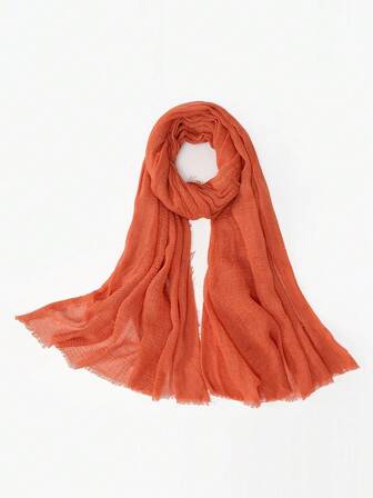 1pc Shawl, Solid Color Arabic Headscarf, Long Scarf, Casual Sunscreen Scarf For Daily Use