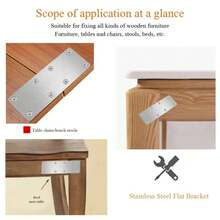 6Pcs Stainless Steel Metal Straight Brackets With Screws Repairing Mending Plate For Wood Furniture Easy To Install