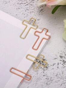 5/10pcs Random Color Cross Paperclips, Christian Study Supplies, Christian Journal Accessories, Bible Study Stationery, School Supplies - Multicolor - View 2