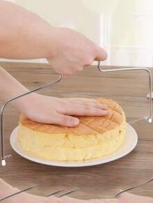 2/1件套可调节厚度不锈钢蛋糕切片器，重型双线蛋糕切割器，面包切片器和分层切割工具，适用于专业和家庭烘焙 - 彩色 - 查看 3