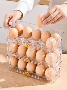 1pc Kitchen Refrigerator Egg Storage Rack, Stackable Design To Save Fridge & Kitchen Space, Made Of Transparent PET Material, Suitable For Daily Use - Clear - View 4