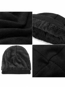 3Pcs Winter Hat Scarf Gloves Slouchy Beanie Snow Knit Skull Cap Touch Screen Mittens Circle Scarves For Women Men