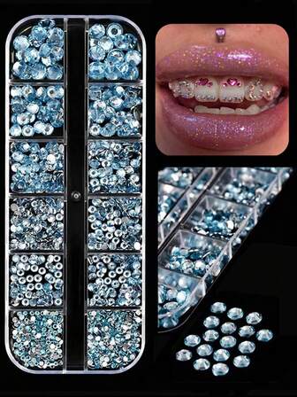 34 piezas Elegante set de joyería dental DIY, decoraciones dentales de lujo brillantes de imitación de rhinestone, accesorios dentales de estilo minimalista y de moda, para uso diario, fiestas, regalos (excluye pegamento)