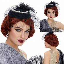 1920年代风格假发，浅棕色手指波浪卷发假发，复古爵士女郎假发，女士自然合成假发，适合日常、派对、角色扮演、戏剧表演等场合，渐变色，由金色#613到酒红色#350。