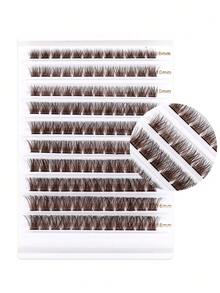 DAIFIYAN 120 Clusters Brown Cartoon Style D Curl Thick Soft Long Individual False Eyelashes, Easy DIY Eyelash Extension At Home, False Eyelash Clusters, False Eyelashes, Individual False Eyelashes - Brown - View 3