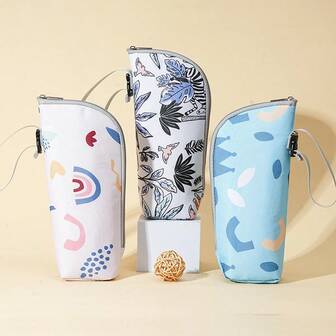 Multifunctional Water Bottle Insulated Tumbler With Aluminum Foil Cooler Bag, Baby Bottle Anti-Drop Bag, Fashionable Printed Handbag