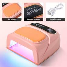 LIMEGIRL 2000mAh 手枕式 UV/LED 美甲灯，可充电快速固化 U 型凝胶美甲烘干机，新手友好型大容量美甲灯，适用于家庭和美甲沙龙，新年和生日礼物，橙色、白色、紫色 - 彩色 - 查看 3