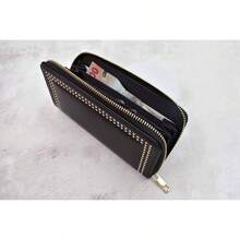 INVIGORATE Carteras para Mujer de Moda Rectangular y Texturizada con Cierre o Broche de  Diseño Juvenil Fácil de Llevar con Múltiples Ranuras de Guardado. Negro/Dorado - NegroDorado - Ver 4