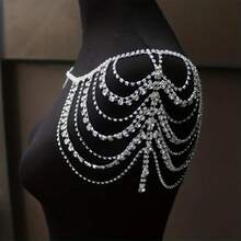 Cadena de hombro con diamantes de imitación y borlas clásicas multicapa para mujer, joyería para y banquete HXLI - Color dorado - Ver 10