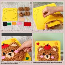 Kids DIY Sewing Kit, Cartoon Animal Line Sewing Patterns, Simple DIY Project, Animals, Fruits, Learn To Sew Toys, Birthday Gift, Suitable For Boys And Girls - Cartoon Animal Yarn Drawing - View 3