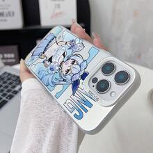 Personalidad Creativa Funda de Teléfono para Apple  17 Air 16 16e 15 14 13 12 11 Pro Max X XR XSMAX 8 7 Plus Color Azul y Blanco, Chica de Pelo Corto con Traje de Baño Azul y Blanco Sosteniendo Pistola de Agua, Carcasa Dura Mate Plateada de Moda Personalidad Creativa - Colores mezclados - Ver 6