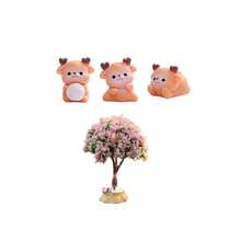 4 piezas Decoración de coche de ciervos del bosque de invierno en miniatura, adorno miniatura para el salpicadero, pantalla de ordenador, escritorio - Figura de ciervo - Ver 9