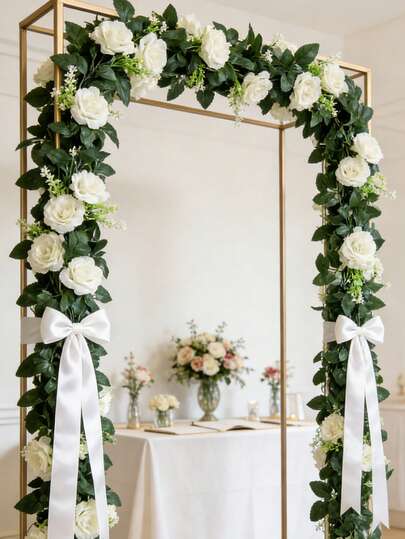 1/30 piezas Guirnalda de flores de seda rosa de 240 cm, decoración floral realista para el Día de San Valentín, ramos de novia, decoración primaveral, jarrones de boda, hogar, restaurante, dormitorio, fiestas, jardín exterior