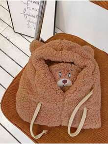 1pc Bear Plush Hat With Mask, Scarf & Hat Set, Unisex Winter Outdoor Riding Windproof Warm Hat, Autumn/Winter Thickened Versatile Balaclava - Multicolor - View 12