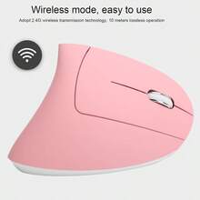 Ratón Vertical ergonómico ratón óptico inalámbrico de 2 4 G para Juegos retroiluminación RGB 4 Niveles Ajustables 2400 dpi 6 Bos para PC/portátil Rosa-0002 - Rosa - Ver 3