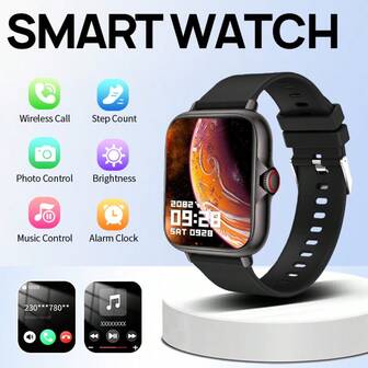 1.83" High Definition Touchscreen Smart Watch, Soft Silicone Strap, Call/Message Reminder, Pedometer, Calorie Counting, Customizable Dial, Sports Tracking, Multi-Sport Modes, Unisex, Compatible With IOS And Android, Ideal For Daily Fitness Wear And Christmas/Birthday Gift