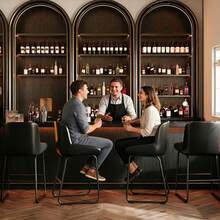 Techigher PU Leather Bar Stools Set, Industrial Pub Barstools With Back And Footrest, Modern Bar Height Stool Chairs For Dining Room Kitchen Island - Black 4pcs - View 7
