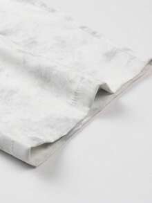 男士休闲时尚街头扎染印花抽绳腰带翻盖口袋工装裤，适合日常通勤 - 白色 - 查看 5