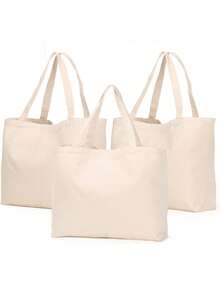 10PCS/1pc Travel Portable Multi-Functional Canvas Bag, Large Capacity Shopping Travel Tote Bag, Reusable Daily Shopping Bag, Portable Foldable Canvas Bag, DIY Paintable One Shoulder Canvas Tote Bag, Canvas Handbag, Student Tote Bag, Perfect For Beach, Travel Canvas Tote Bag, Suitable As Christmas Gift For Her - Multicolor - View 6