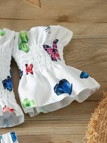 2pcs/Set Girls' Summer Sling Printed Skirt Outfit, Casual Party Wear, Suitable For 4-8 Years Old - Multicolor - View 3